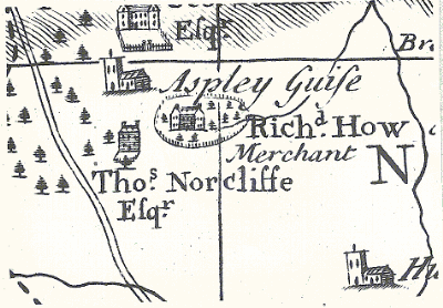 Aspley Guise, from Gordon's printed map of Bedfordshire, 1736